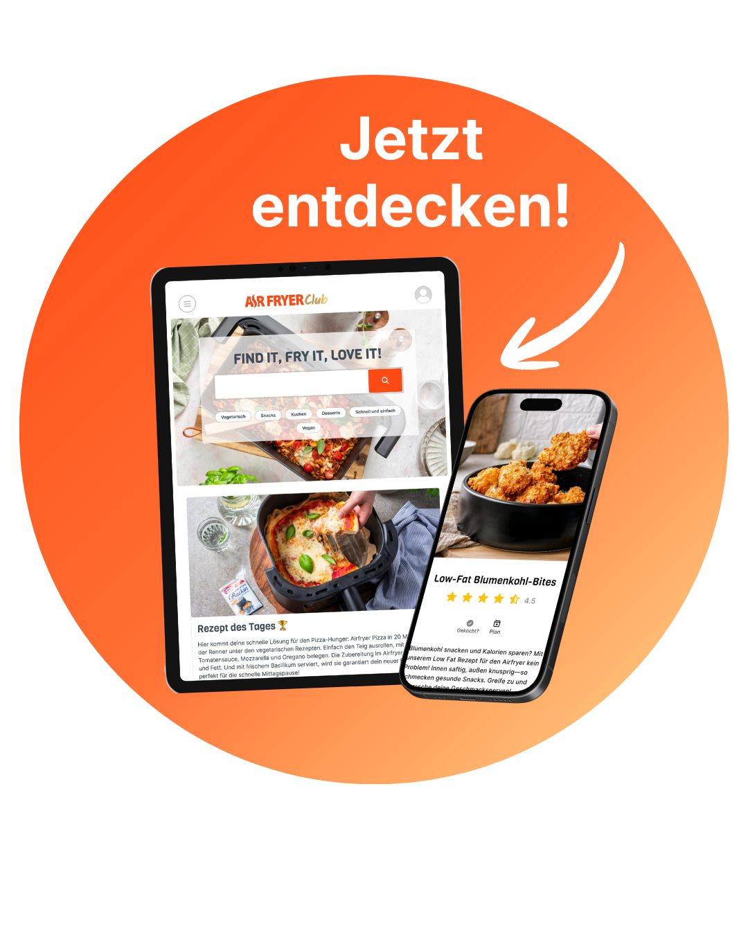 Die Air Fryer Club App in 60 Sekunden auf deinem Handy Die Air Fryer Club App auf deinem Device: Handy oder Tablett